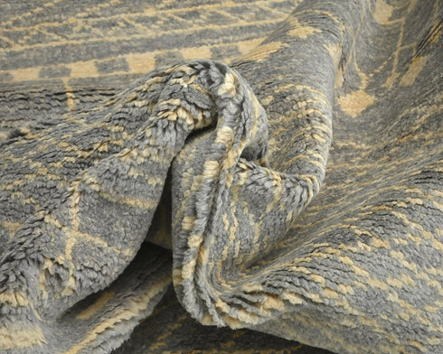 10 Feet Moroccan Gray Hand Woven Wool Runner Rug